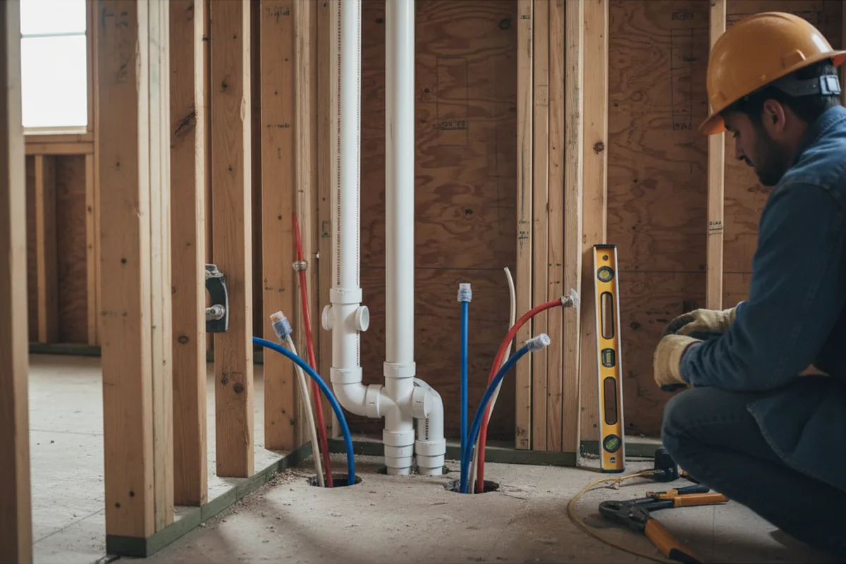 Drain and supply rough-in during Sump Pump Repair in Lanoka Harbor